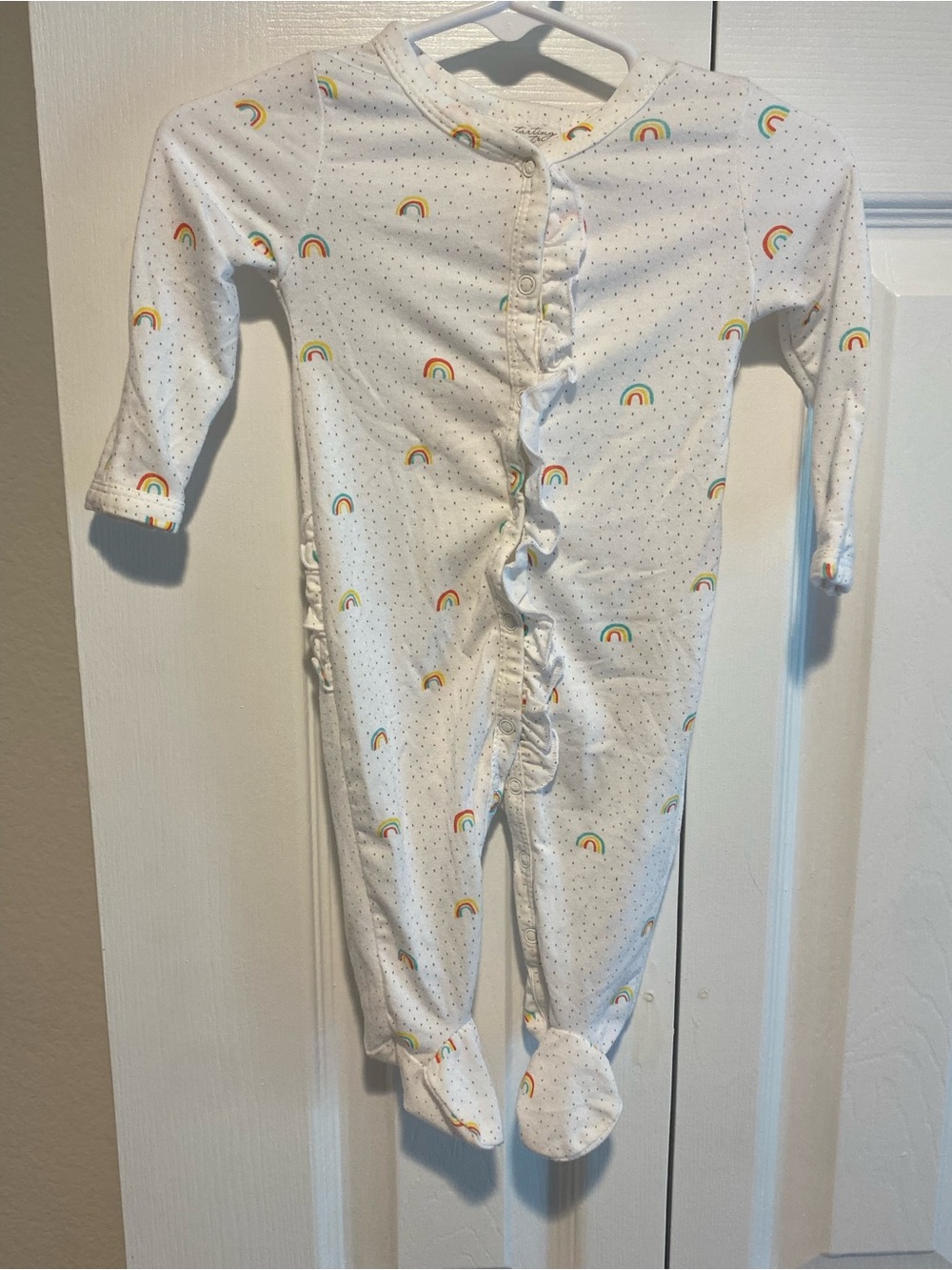 Starting Out White Footed One-Piece with Rainbow Print